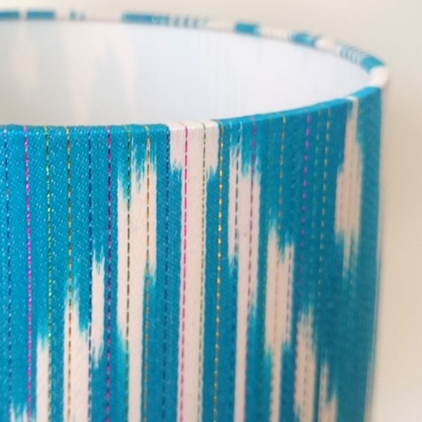 Blue Silk Ikat Lampshade for Bedside Table Lamp - Talex Interiors, UK