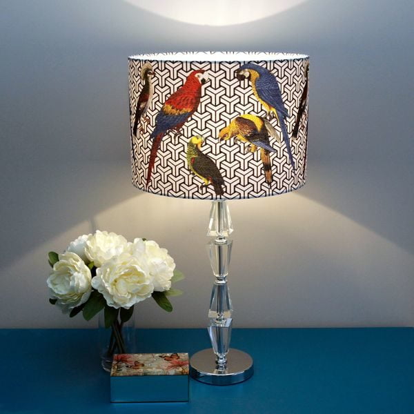 Colourful Lampshade with Tropical Parrots for Pendant/Ceiling Light or Standard/Table Lamp - Talex Interiors, UK