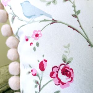 Pink Cushion with Birds & Butterflies - Designer Cushions & Pillows - Talex Interiors, UK
