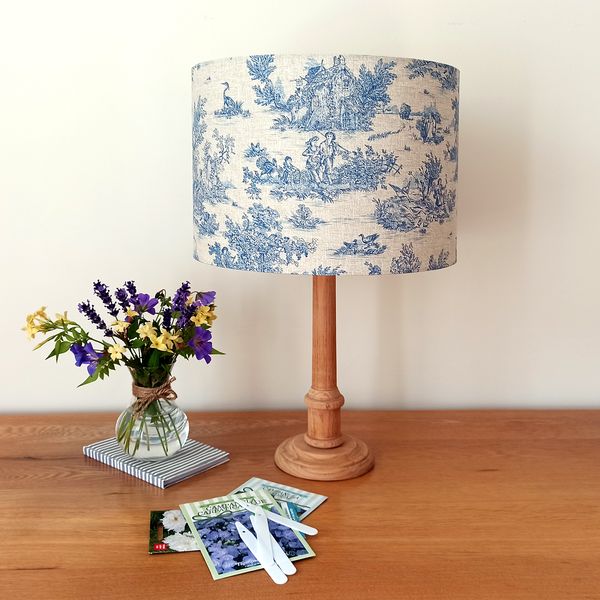 Blue Rustic Lampshade Ceiling Light, French Toile Chandelier Shades