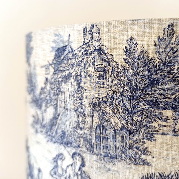 Blue Rustic Lampshade Ceiling Light, Toile De Jouy Lamp Shades Blue